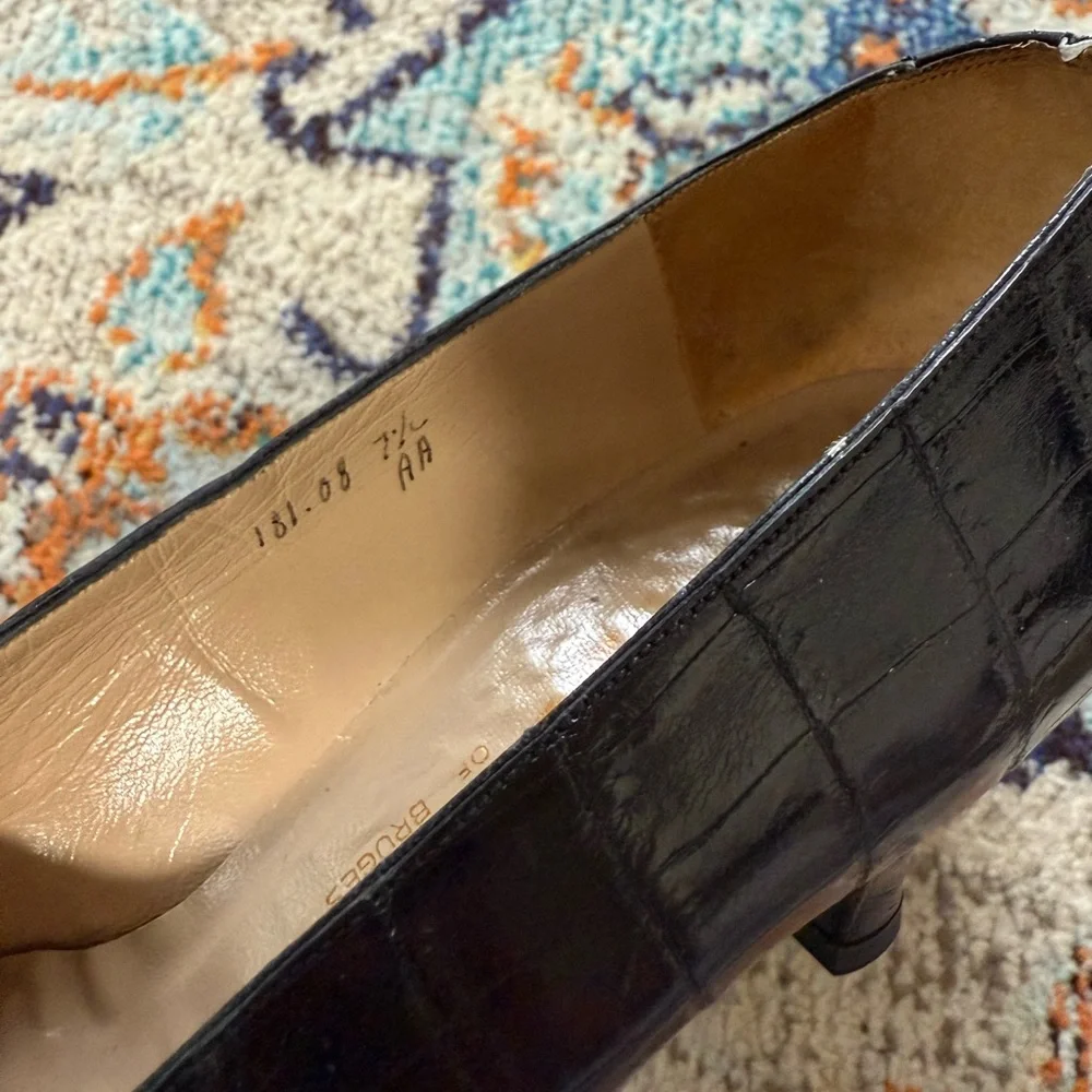 7.5 AA — Vintage croc leather heels - Debusschère of Bruges - Picture 3 of 7